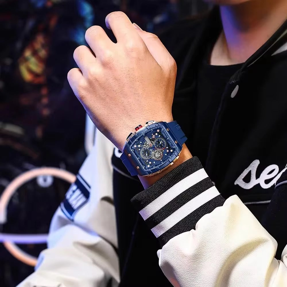 CURREN 8442 New Fashion Auto Date Tonneau Quartz
Wristwatch Waterproof Chronograph Luxury Business Watch for Men Montre Relojes