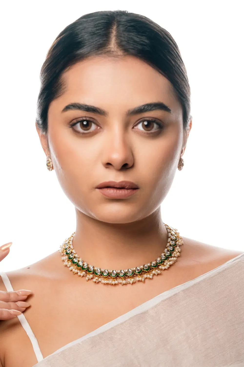 Kundan Oval Shape Green Choker Necklace