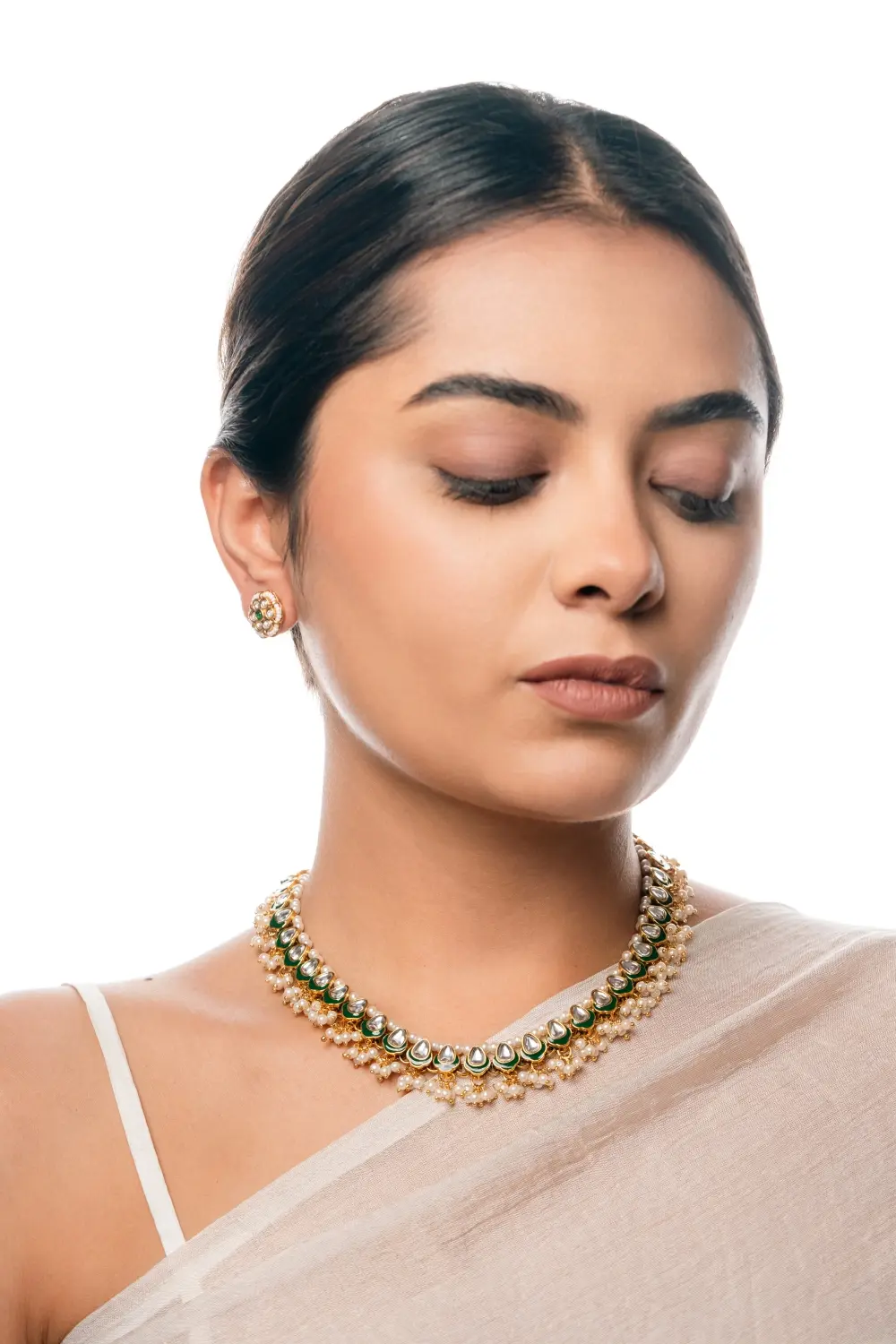 Kundan Oval Shape Green Choker Necklace