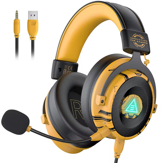 E900 PRO Yellow Gaming Wired Headset with ENC with 7.1
Sound Quality Wired Wireless Gaming Headset